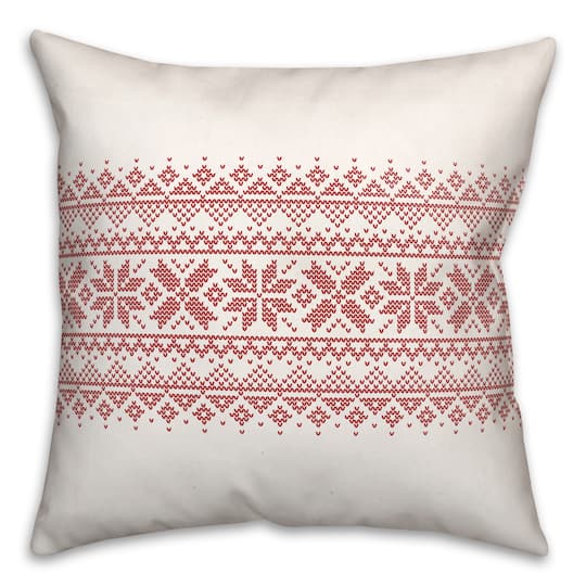 Knit Snowflakes 18x18 Throw Pillow